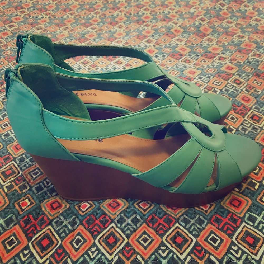 Teal Wedge Sandal
